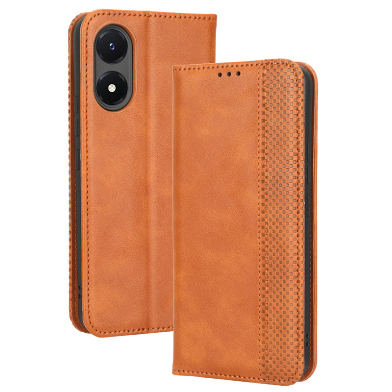 Flip Cover for vivo Y02S Wallet Leather Phone Case Shockproof Durable Retro Case