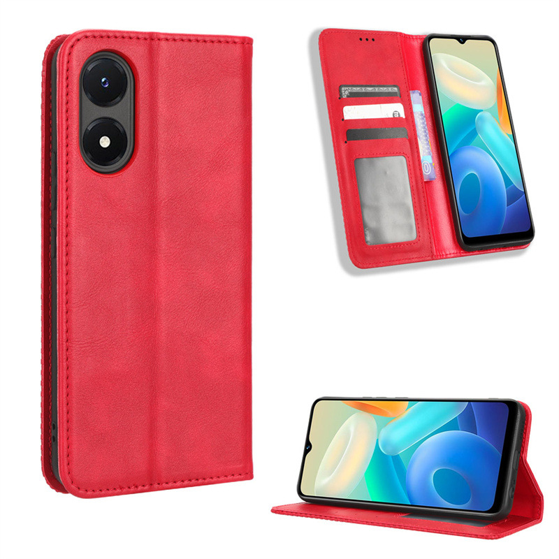 Flip Cover for vivo Y02S Wallet Leather Phone Case Shockproof Durable Retro Case