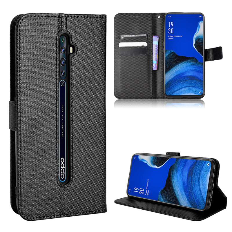 Wallet Flip Cover for OPPO Reno 2Z/Reno 2F Leather PU Phone Case Shockproof Durable Retro Case