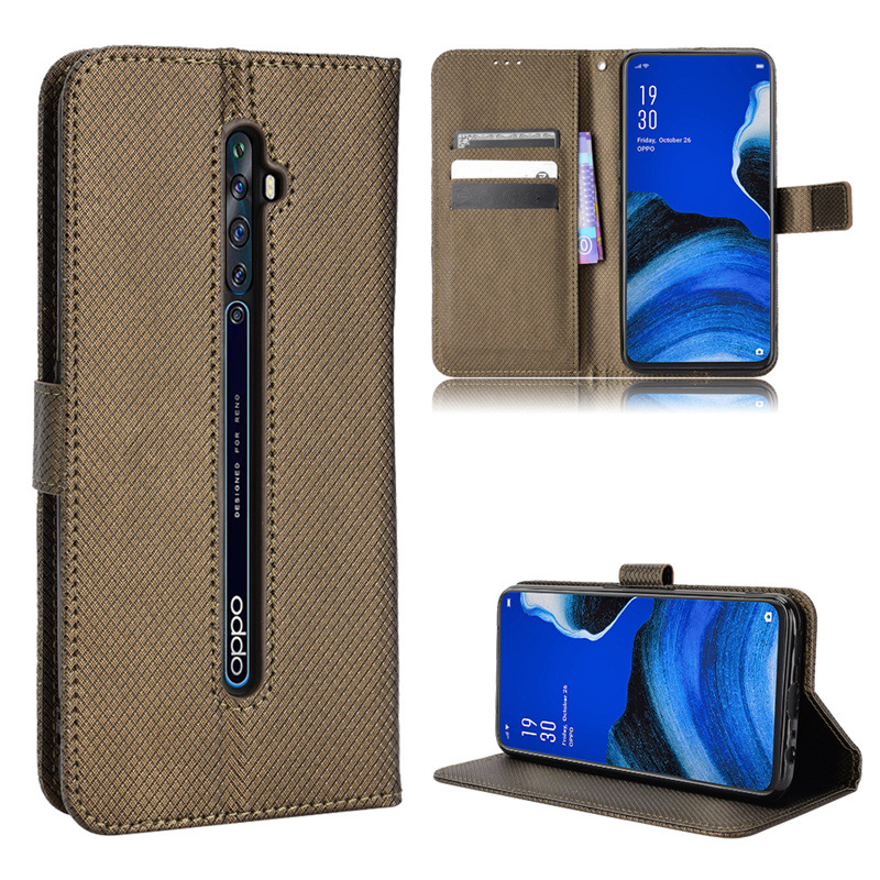Wallet Flip Cover for OPPO Reno 2Z/Reno 2F Leather PU Phone Case Shockproof Durable Retro Case