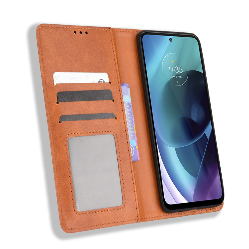 Flip Cover for Motorola Moto G71 5G G60 G50 G100 G9 Plus G9 Play One Action G32 G42 G Stylus G31 G41 E20 30 40 Wallet Leather Phone Case Shockproof Durable Retro Case