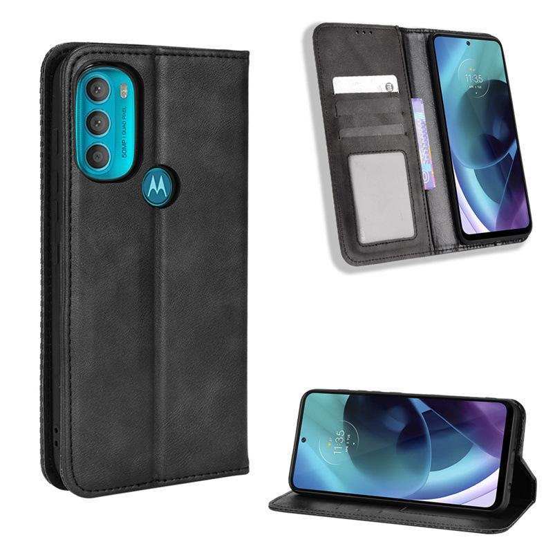 Flip Cover for Motorola Moto G71 5G G60 G50 G100 G9 Plus G9 Play One Action G32 G42 G Stylus G31 G41 E20 30 40 Wallet Leather Phone Case Shockproof Durable Retro Case