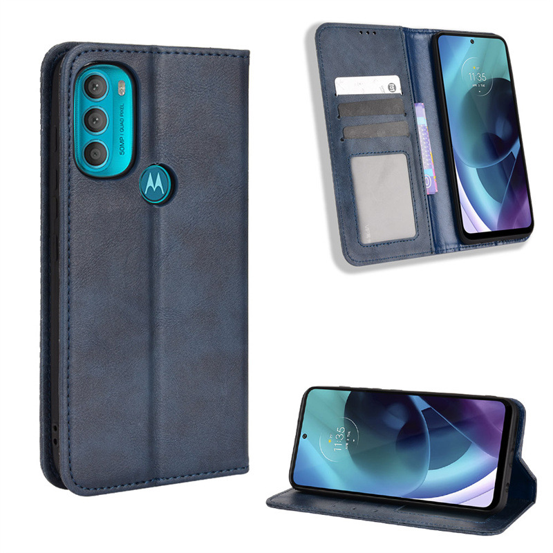 Flip Cover for Motorola Moto G71 5G G60 G50 G100 G9 Plus G9 Play One Action G32 G42 G Stylus G31 G41 E20 30 40 Wallet Leather Phone Case Shockproof Durable Retro Case