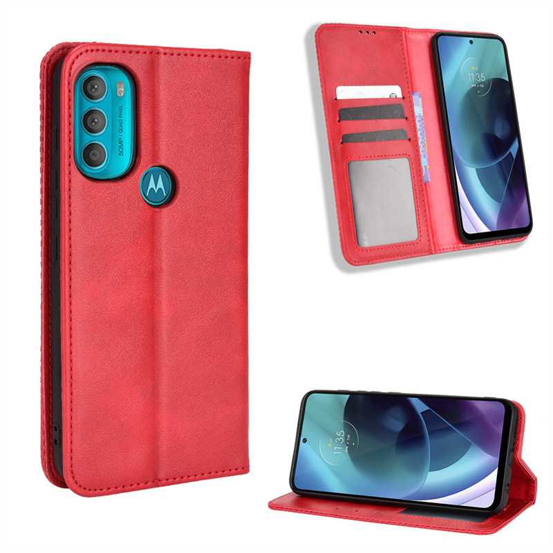 Flip Cover for Motorola Moto G71 5G G60 G50 G100 G9 Plus G9 Play One Action G32 G42 G Stylus G31 G41 E20 30 40 Wallet Leather Phone Case Shockproof Durable Retro Case