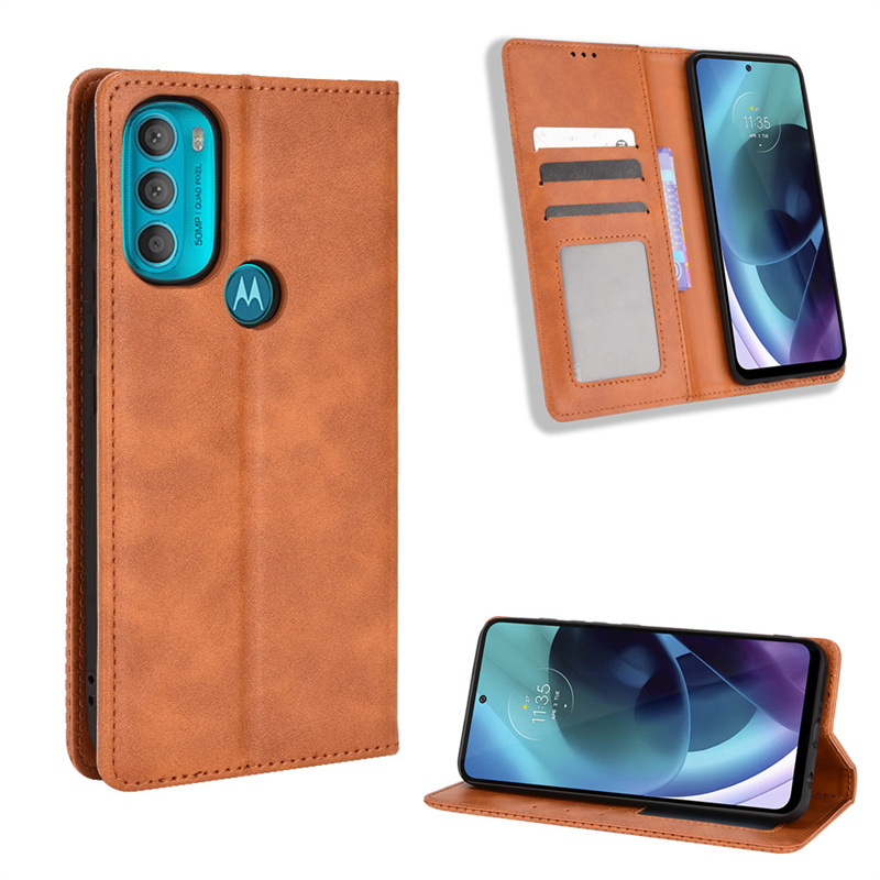 Flip Cover for Motorola Moto G71 5G G60 G50 G100 G9 Plus G9 Play One Action G32 G42 G Stylus G31 G41 E20 30 40 Wallet Leather Phone Case Shockproof Durable Retro Case