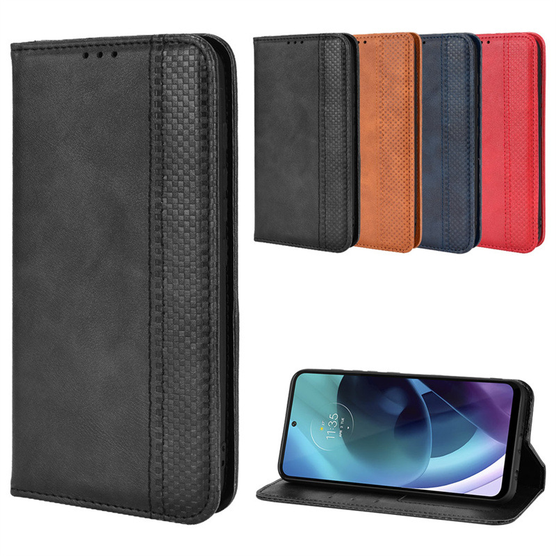 Flip Cover for Motorola Moto G71 5G G60 G50 G100 G9 Plus G9 Play One Action G32 G42 G Stylus G31 G41 E20 30 40 Wallet Leather Phone Case Shockproof Durable Retro Case