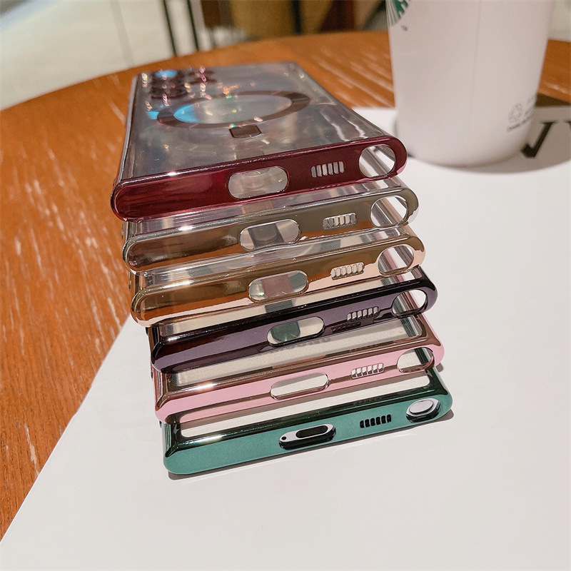 Phone Case for Samsung Galaxy S22 Ultra S21 Plus  Magnetic Plating Case Transparent 12 Drop-proof 11 Protective Case