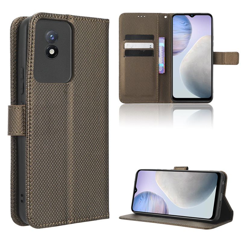 Wallet Flip Cover for Vivo Y02 Y02S Leather PU Phone Case Shockproof Durable Retro Case