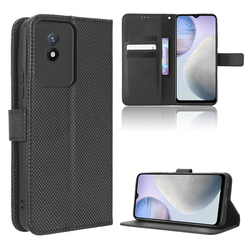Wallet Flip Cover for Vivo Y02 Y02S Leather PU Phone Case Shockproof Durable Retro Case