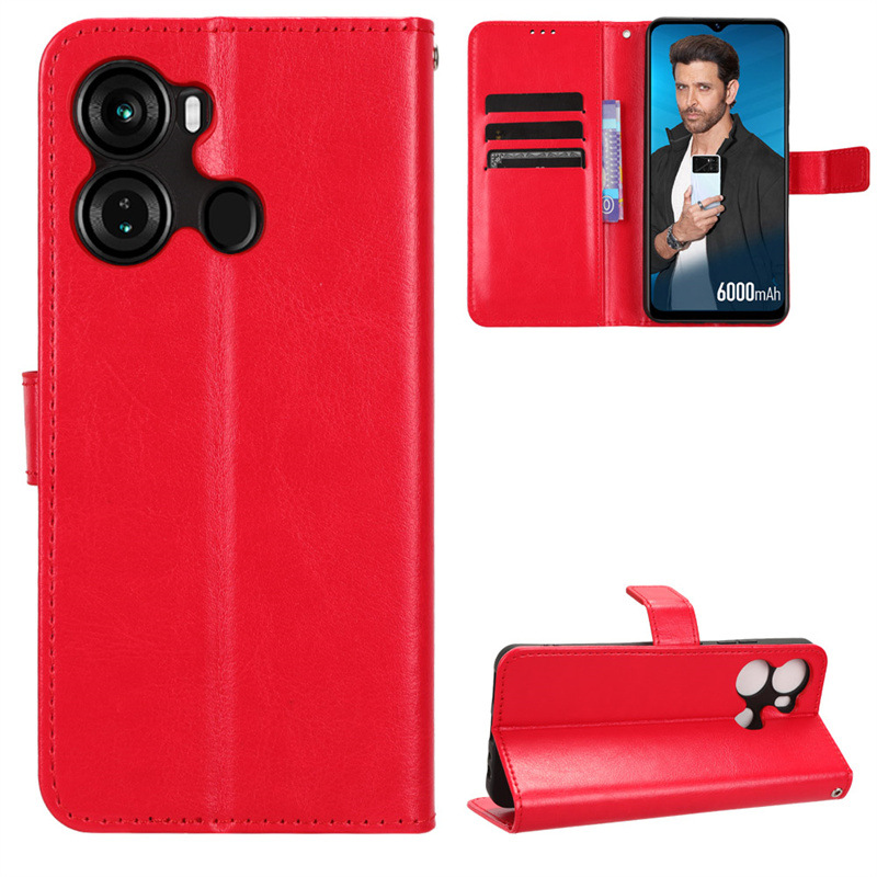 Wallet Flip Cover for Itel P40 Leather PU Phone Case Shockproof Durable Retro Case