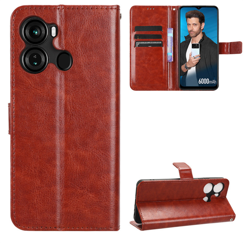 Wallet Flip Cover for Itel P40 Leather PU Phone Case Shockproof Durable Retro Case