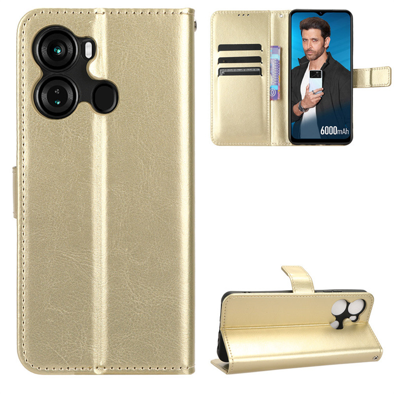 Wallet Flip Cover for Itel P40 Leather PU Phone Case Shockproof Durable Retro Case