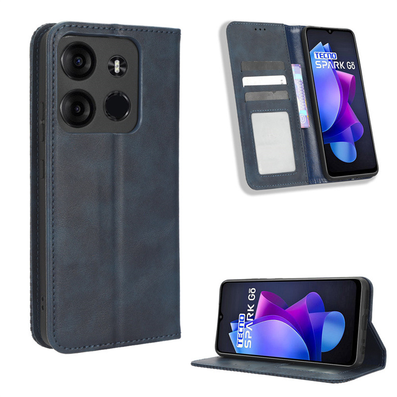 Wallet Flip Cover for Tecno Spark Go 2023 Pop 7 Pop 7 Pro Infinix Smart 7 Plus Leather PU Phone Case Shockproof Durable Retro Case