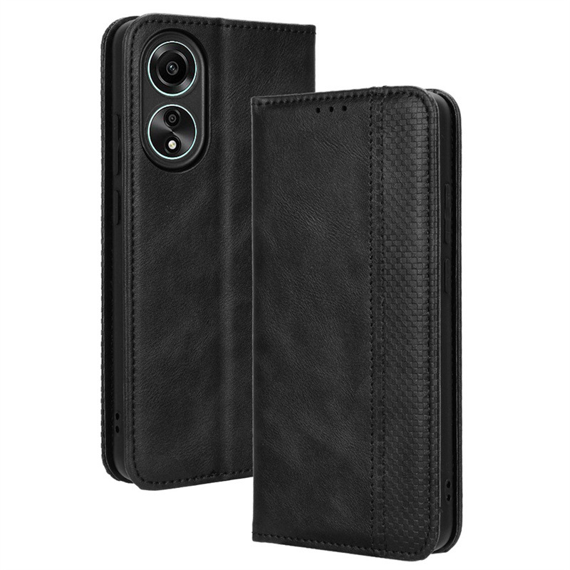 Flip Leather Cover For OPPO A38 A18 4G [Doka Slot Flip Leather Case] Wallet Case