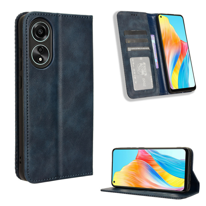 Flip Leather Cover For OPPO A38 A18 4G [Doka Slot Flip Leather Case] Wallet Case