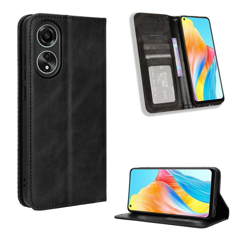 Flip Leather Cover For OPPO A38 A18 4G [Doka Slot Flip Leather Case] Wallet Case