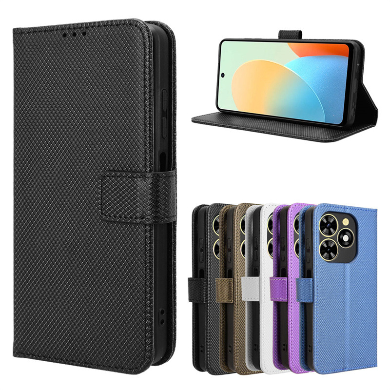 Wallet Flip Cover for Tecno Spark Go 2024 / Spark 20C / Pop 8 Leather PU Phone Case Shockproof Durable Retro Case