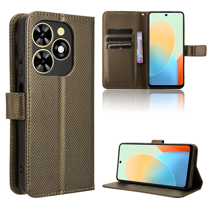 Wallet Flip Cover for Tecno Spark Go 2024 / Spark 20C / Pop 8 Leather PU Phone Case Shockproof Durable Retro Case