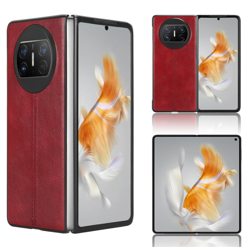 Phone Case for Huawei Mate X3 X5 Case Folding Protective Cover Huawei Mate X5 Calf Patterned Car Line Sticker Leather