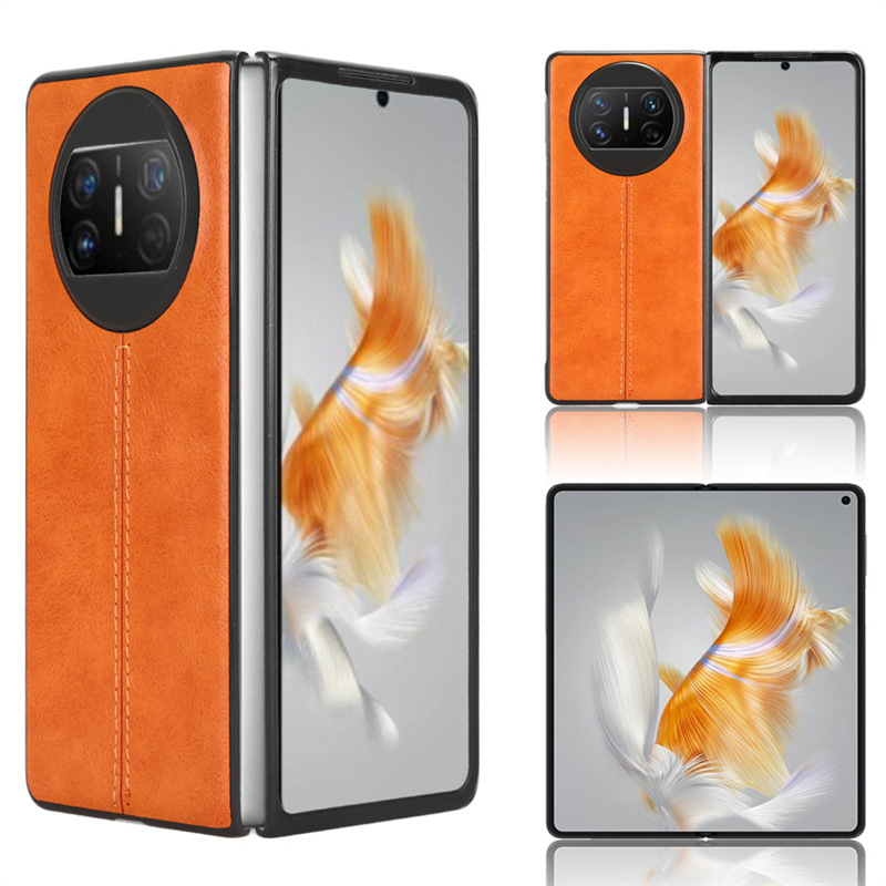 Phone Case for Huawei Mate X3 X5 Case Folding Protective Cover Huawei Mate X5 Calf Patterned Car Line Sticker Leather