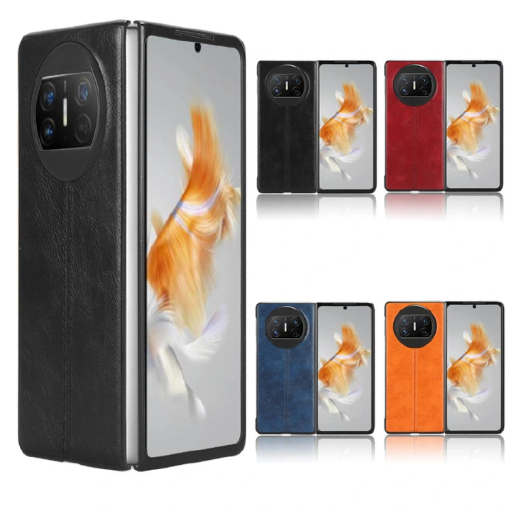 Phone Case for Huawei Mate X3 X5 Case Folding Protective Cover Huawei Mate X5 Calf Patterned Car Line Sticker Leather