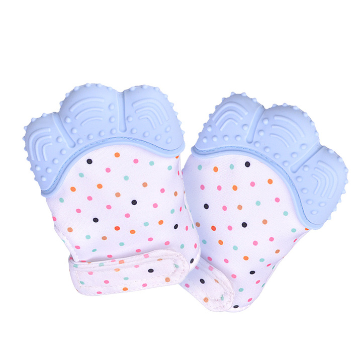 Baby Silicone Mitts Teething Mitten Glove Sound Teether Newborn Chewable Nursing Mittens