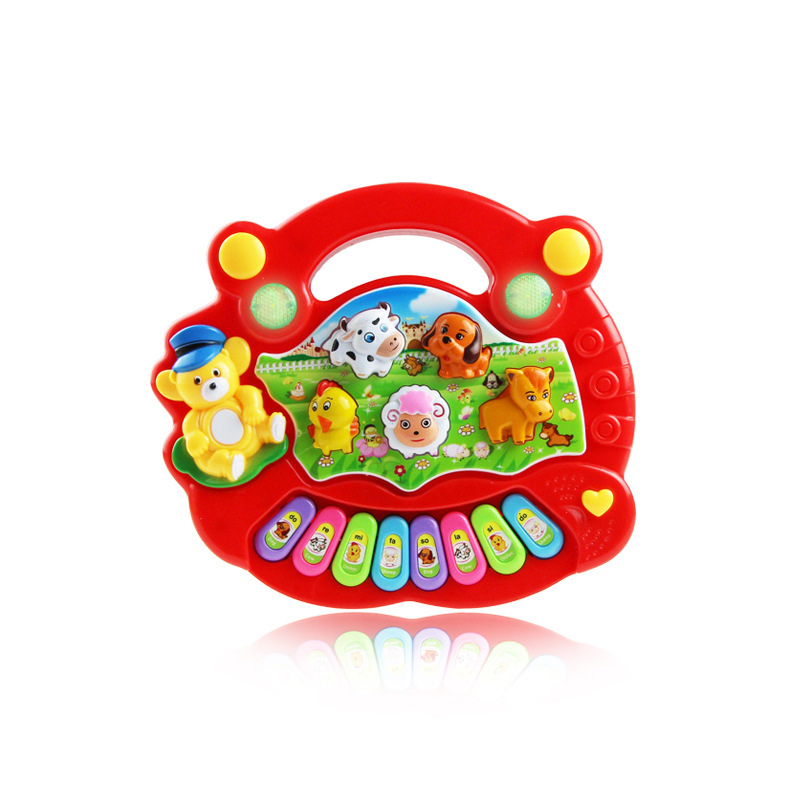 Educational toy electronic piano early education children learn cartoon music toy red 17*15*5cm