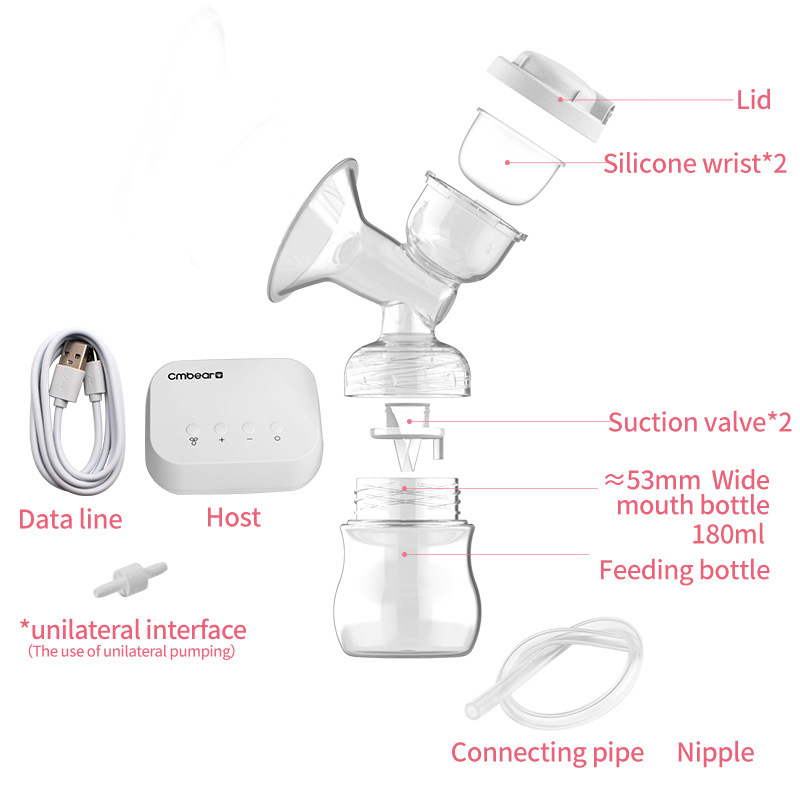 Single Electric Breast Pump With Milk Bottle Infant USB free Powerful Baby Breast Feeding Equipment