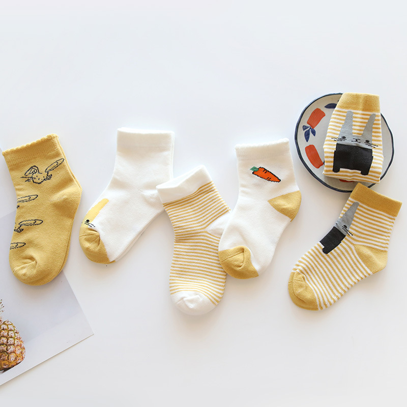 5Pairs Baby socks rubber anti slip floor cartoon kids Toddlers autumn spring Fashion newborn