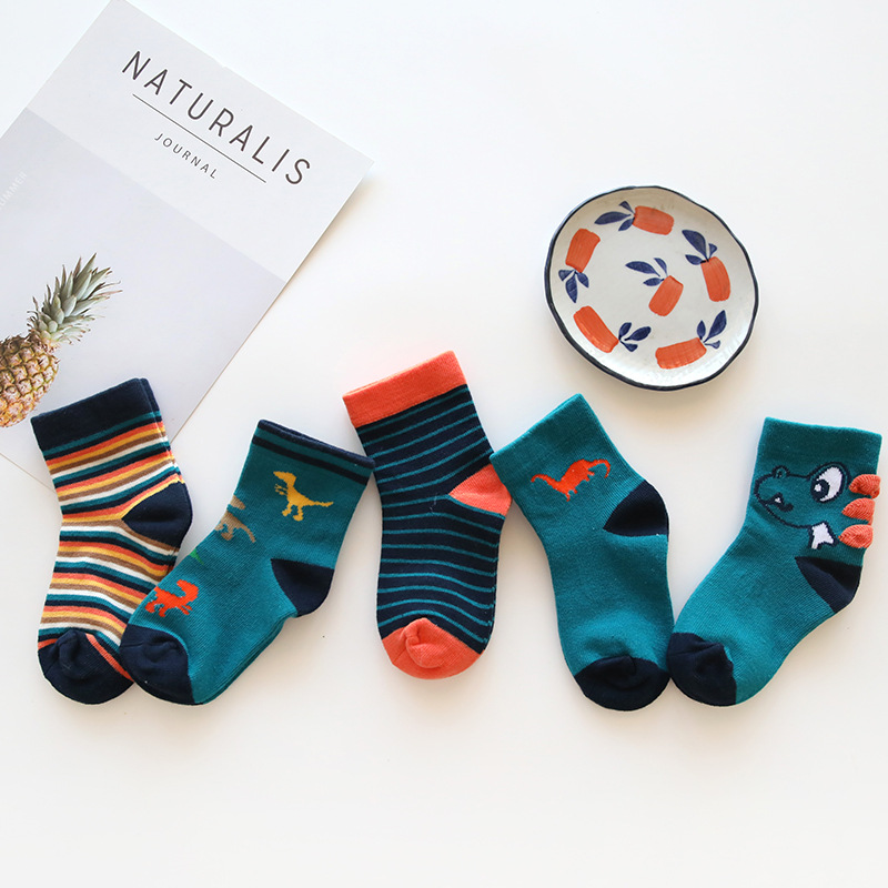5Pairs Baby socks rubber anti slip floor cartoon kids Toddlers autumn spring Fashion newborn