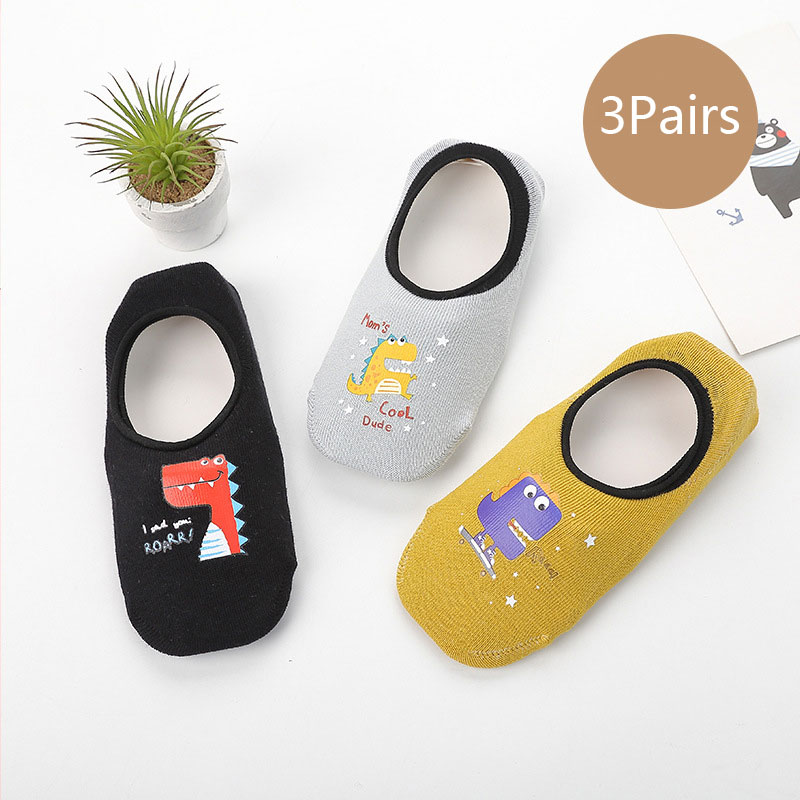 3 Pairs of Children&apos;s Non-slip Floor Socks Toddlers Socks Cartoon Summer Cotton Socks