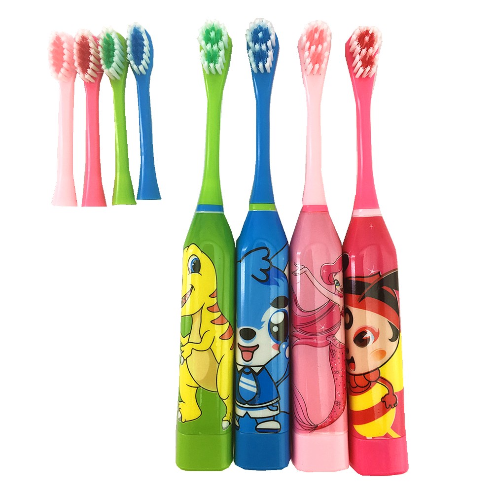 Children aged 3-12 Years Cartoon Electric Toothbrush Oral Hygiene Teeth Care Tooth Battery Power Ultrasonic vibrating toothbrush Work with AA batteries touch-tone Cartoon pattern 60g