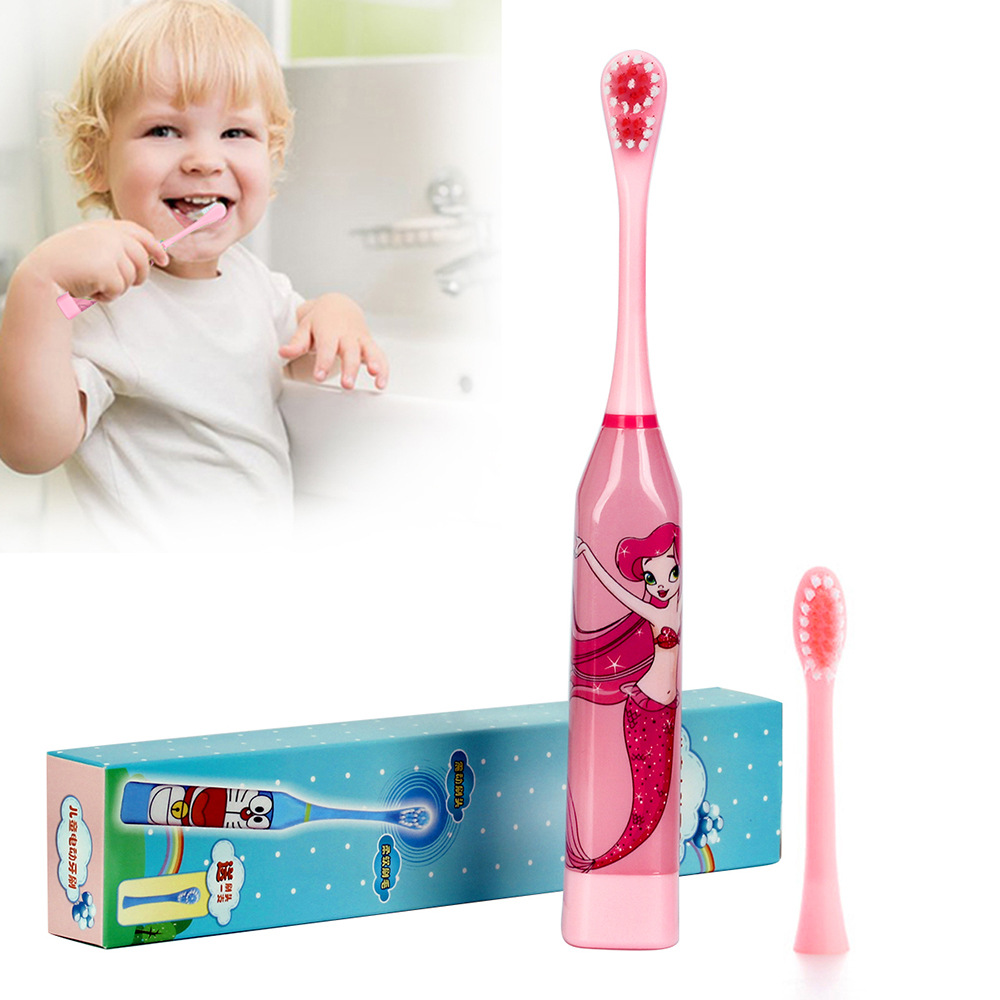 Children aged 3-12 Years Cartoon Electric Toothbrush Oral Hygiene Teeth Care Tooth Battery Power Ultrasonic vibrating toothbrush Work with AA batteries touch-tone Cartoon pattern 60g