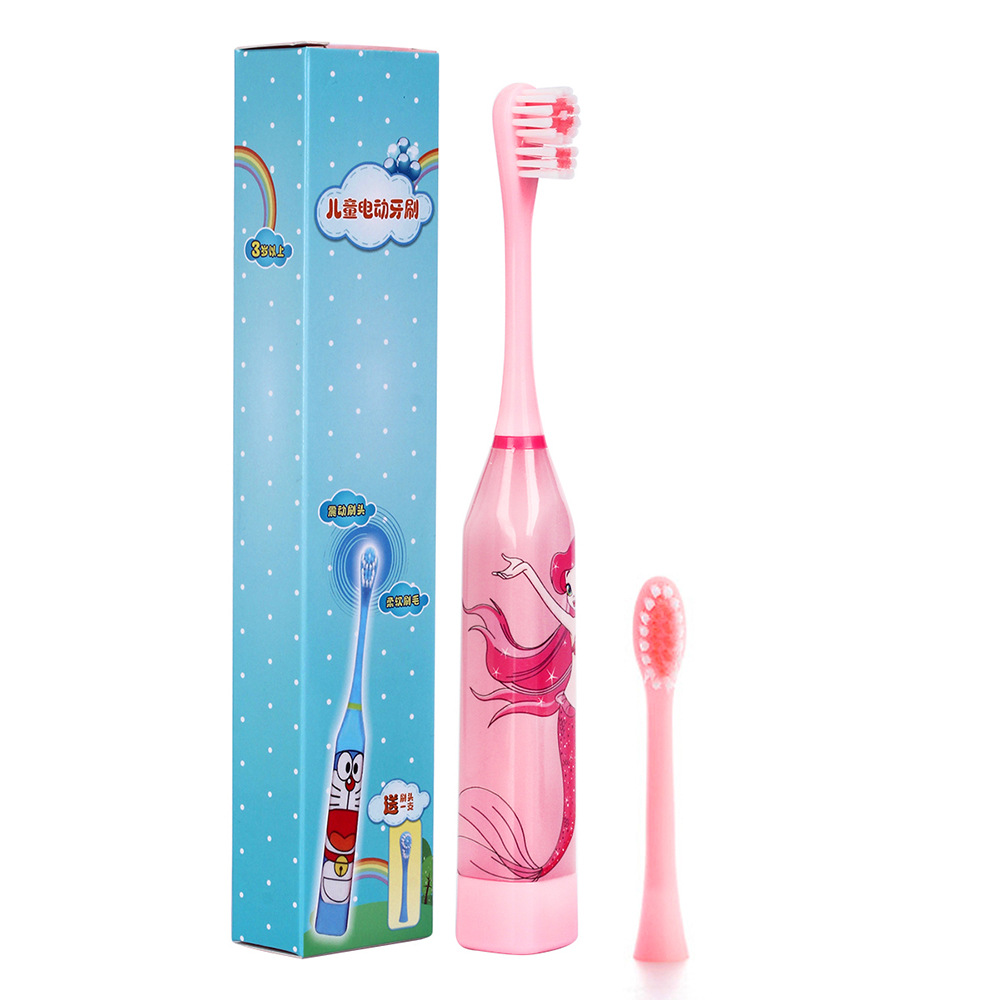 Children aged 3-12 Years Cartoon Electric Toothbrush Oral Hygiene Teeth Care Tooth Battery Power Ultrasonic vibrating toothbrush Work with AA batteries touch-tone Cartoon pattern 60g