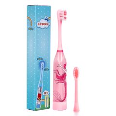 Children aged 3-12 Years Cartoon Electric Toothbrush Oral Hygiene Teeth Care Tooth Battery Power Ultrasonic vibrating toothbrush Work with AA batteries touch-tone Cartoon pattern 6 Pink one size