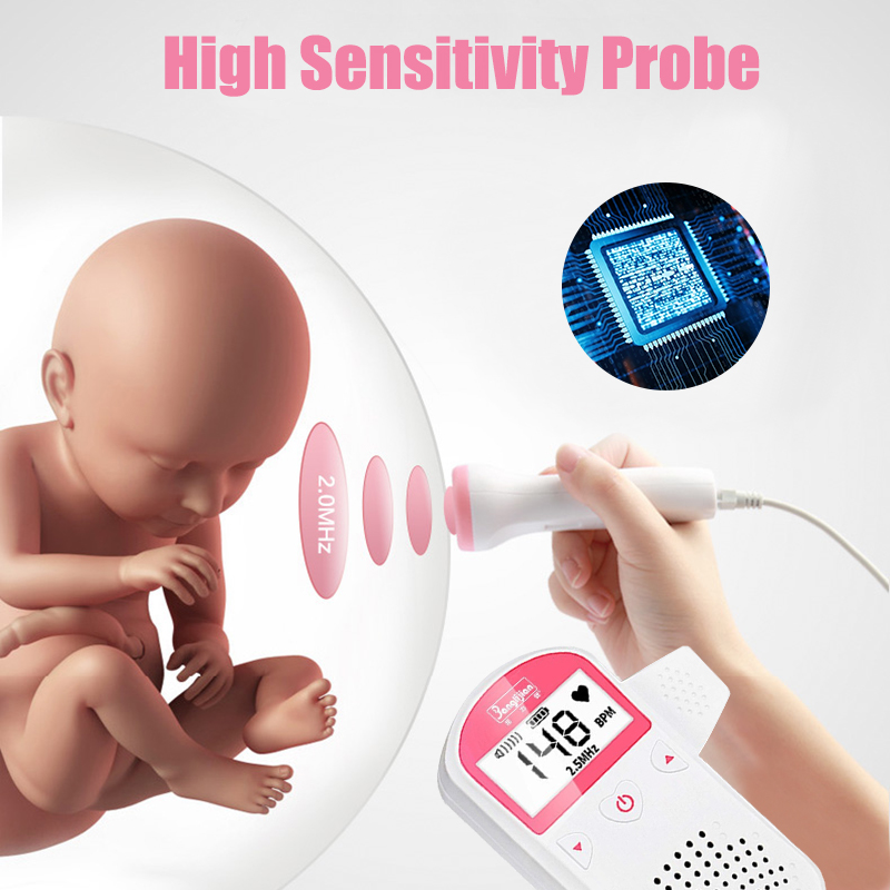 Baby Heart Beat Rate Monitor Pregnancy Fetus Ultrasound Fetal Heart Meter Baby Pregnancy Care