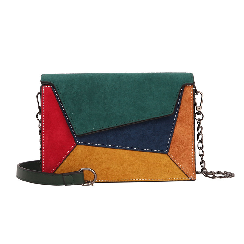 Retro Matte Patchwork Crossbody Bags for Women Messenger Bags Chain Strap Shoulder Bag handbags 2024 new Kenya hot selling color contrast frosted small square bag fashion single shoulder crossbody bag