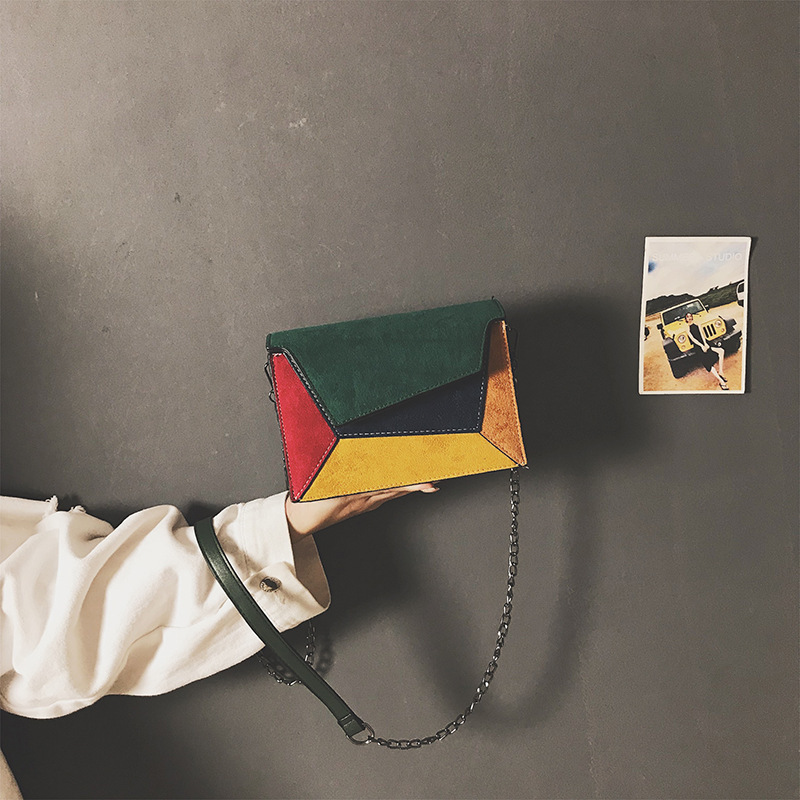Retro Matte Patchwork Crossbody Bags for Women Messenger Bags Chain Strap Shoulder Bag handbags 2024 new Kenya hot selling color contrast frosted small square bag fashion single shoulder crossbody bag