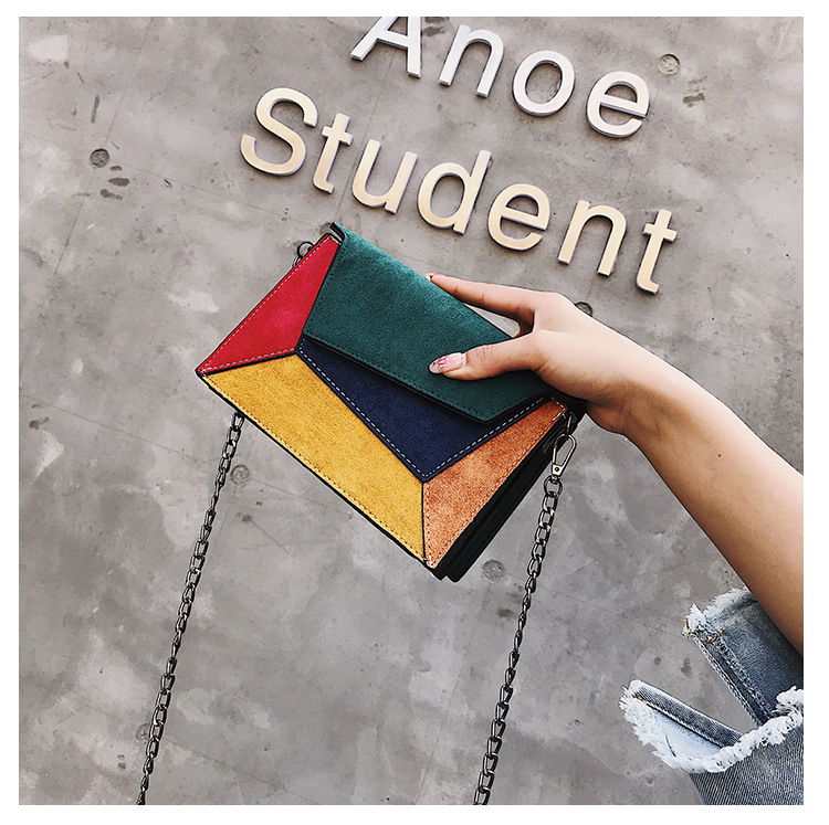 Retro Matte Patchwork Crossbody Bags for Women Messenger Bags Chain Strap Shoulder Bag handbags 2024 new Kenya hot selling color contrast frosted small square bag fashion single shoulder crossbody bag