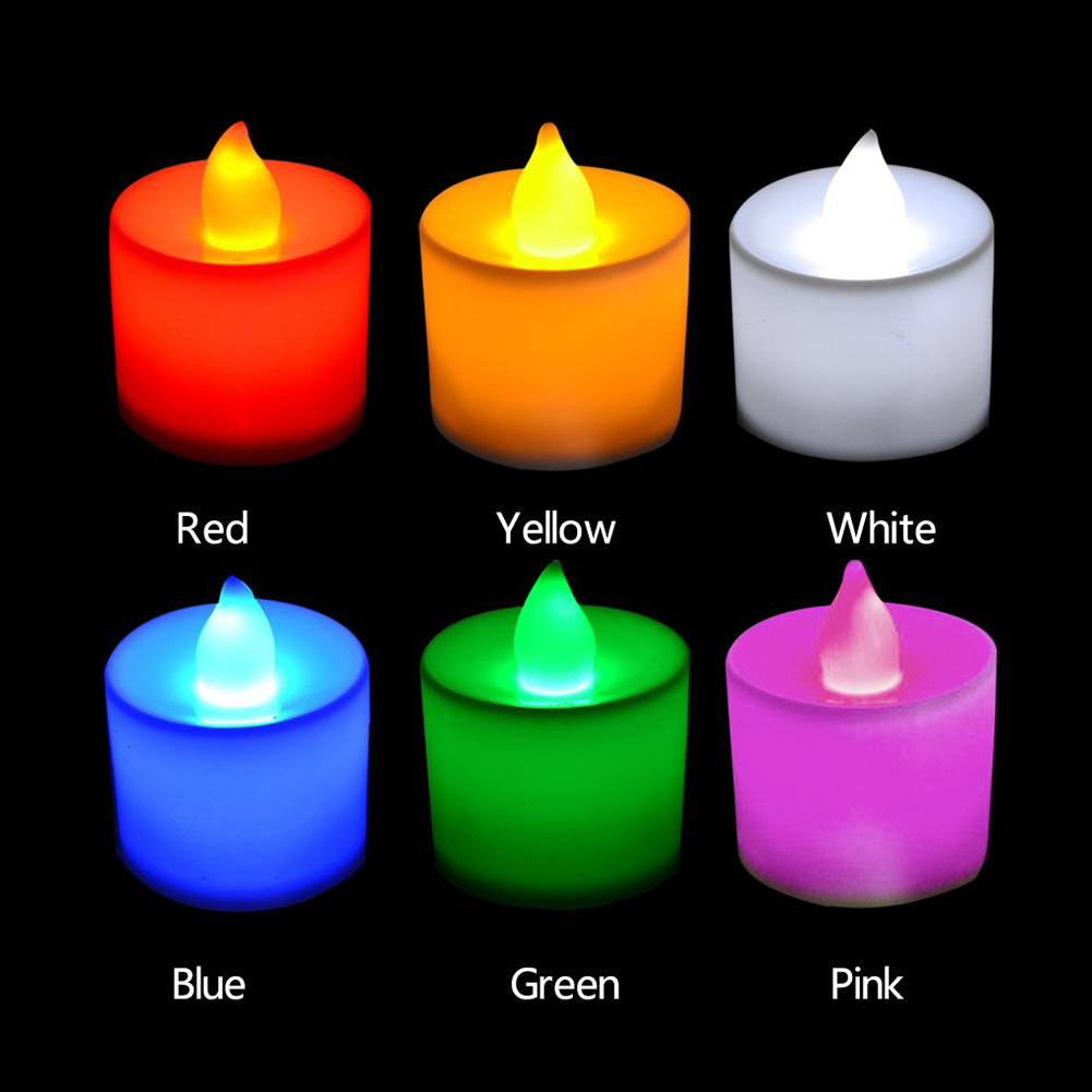 24Pcs Creative LED Candle Multicolor Lamp Simulation Color Flame Tea Light Home Party Decor