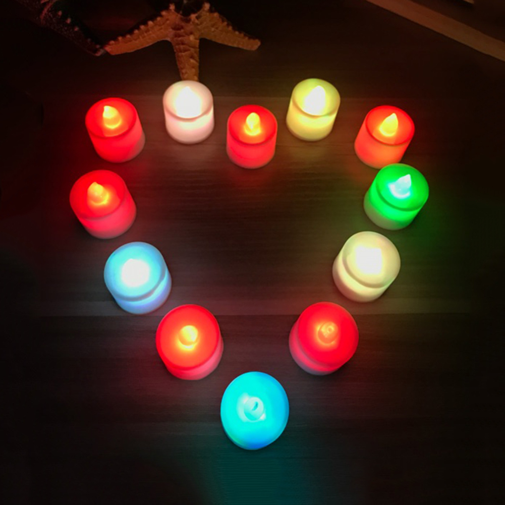 24Pcs Creative LED Candle Multicolor Lamp Simulation Color Flame Tea Light Home Party Decor