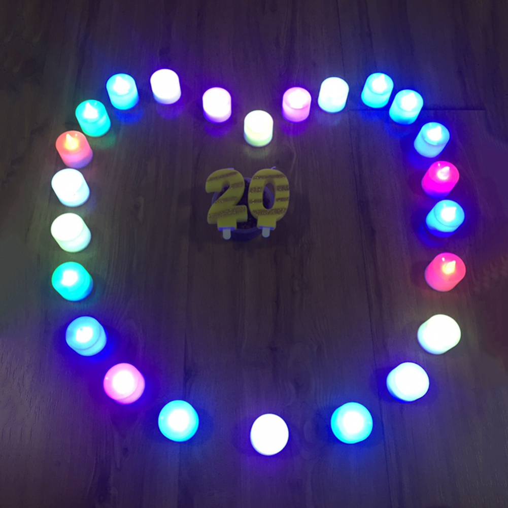 24Pcs Creative LED Candle Multicolor Lamp Simulation Color Flame Tea Light Home Party Decor