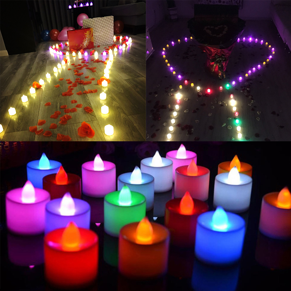 24Pcs Creative LED Candle Multicolor Lamp Simulation Color Flame Tea Light Home Party Decor