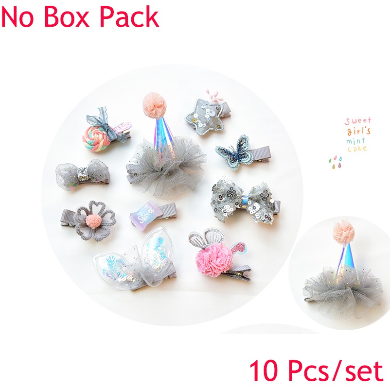 10Pcs/Box Shiny Girl Hair Clips Hair Accessories Set Hairpins Princess Crown Bows Headwear Barrettes