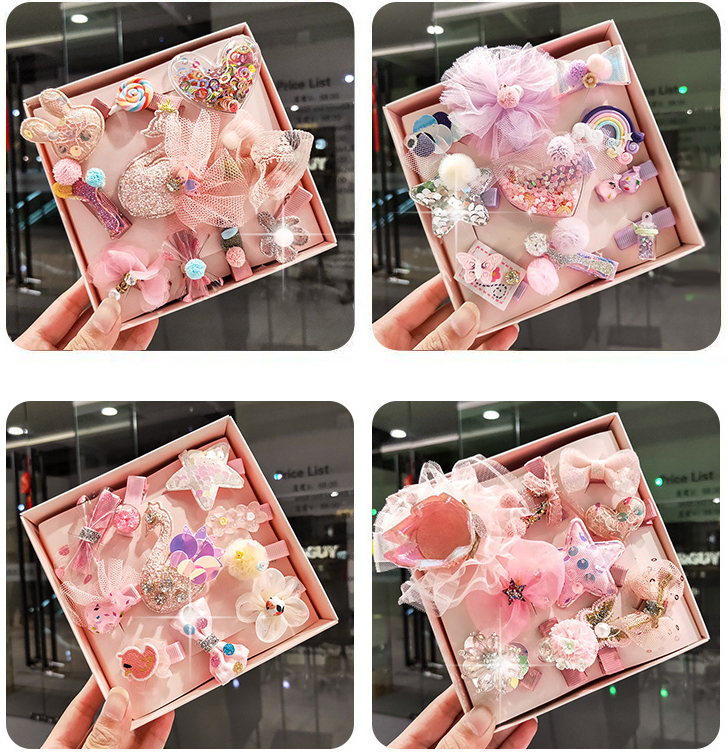 10Pcs/Box Shiny Girl Hair Clips Hair Accessories Set Hairpins Princess Crown Bows Headwear Barrettes