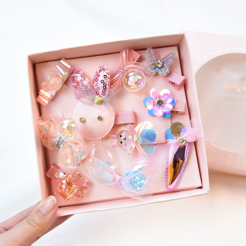 10Pcs/Box Shiny Girl Hair Clips Hair Accessories Set Hairpins Princess Crown Bows Headwear Barrettes