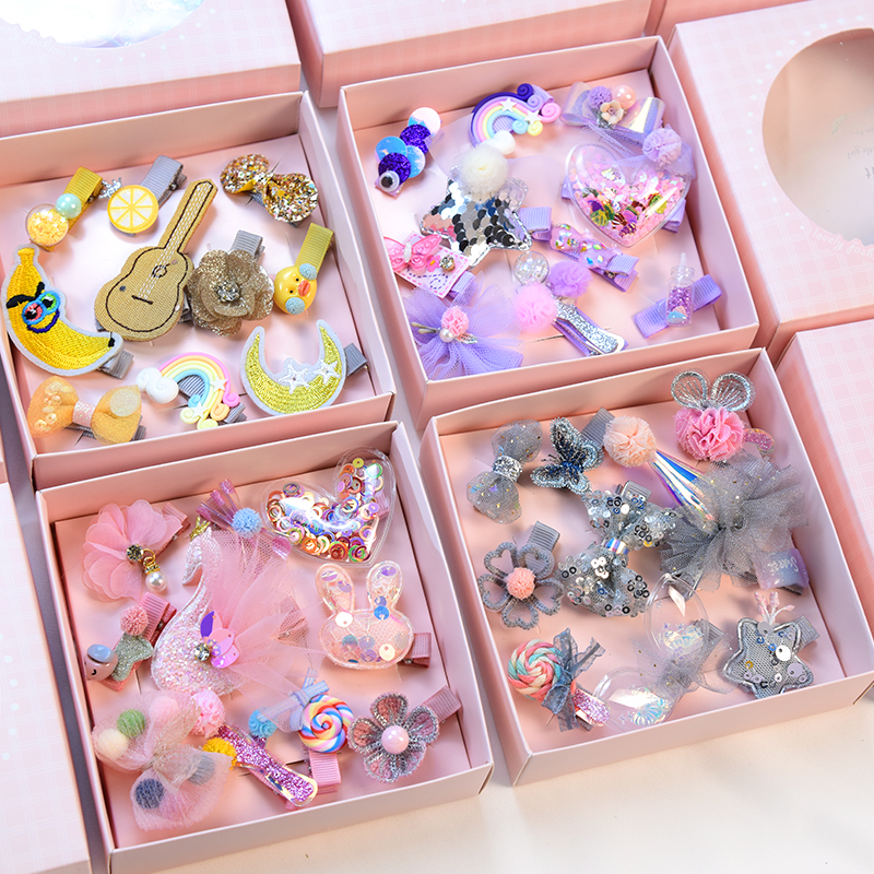 10Pcs/Box Shiny Girl Hair Clips Hair Accessories Set Hairpins Princess Crown Bows Headwear Barrettes
