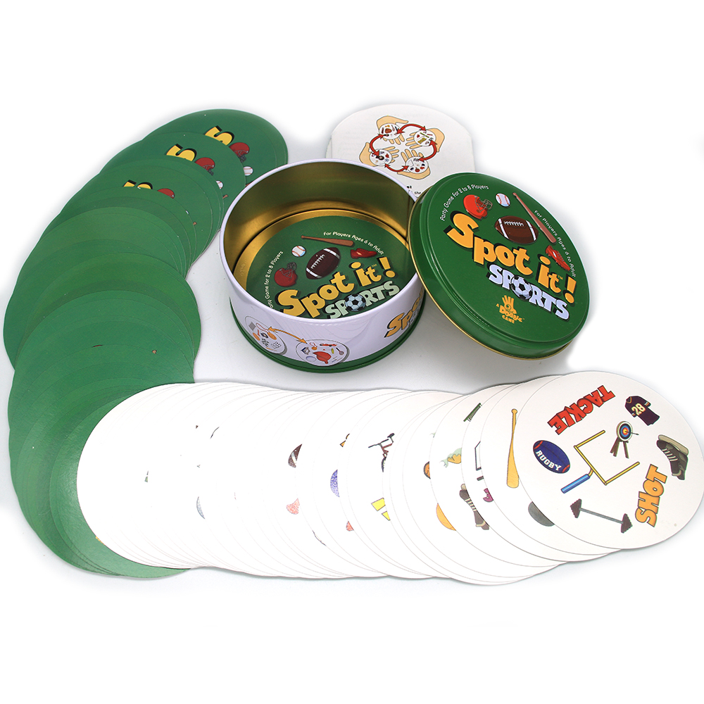 Dobble Card Game Style Spot It Toy Iron Box Sport Go Camping Hip Kids Board Games Gift