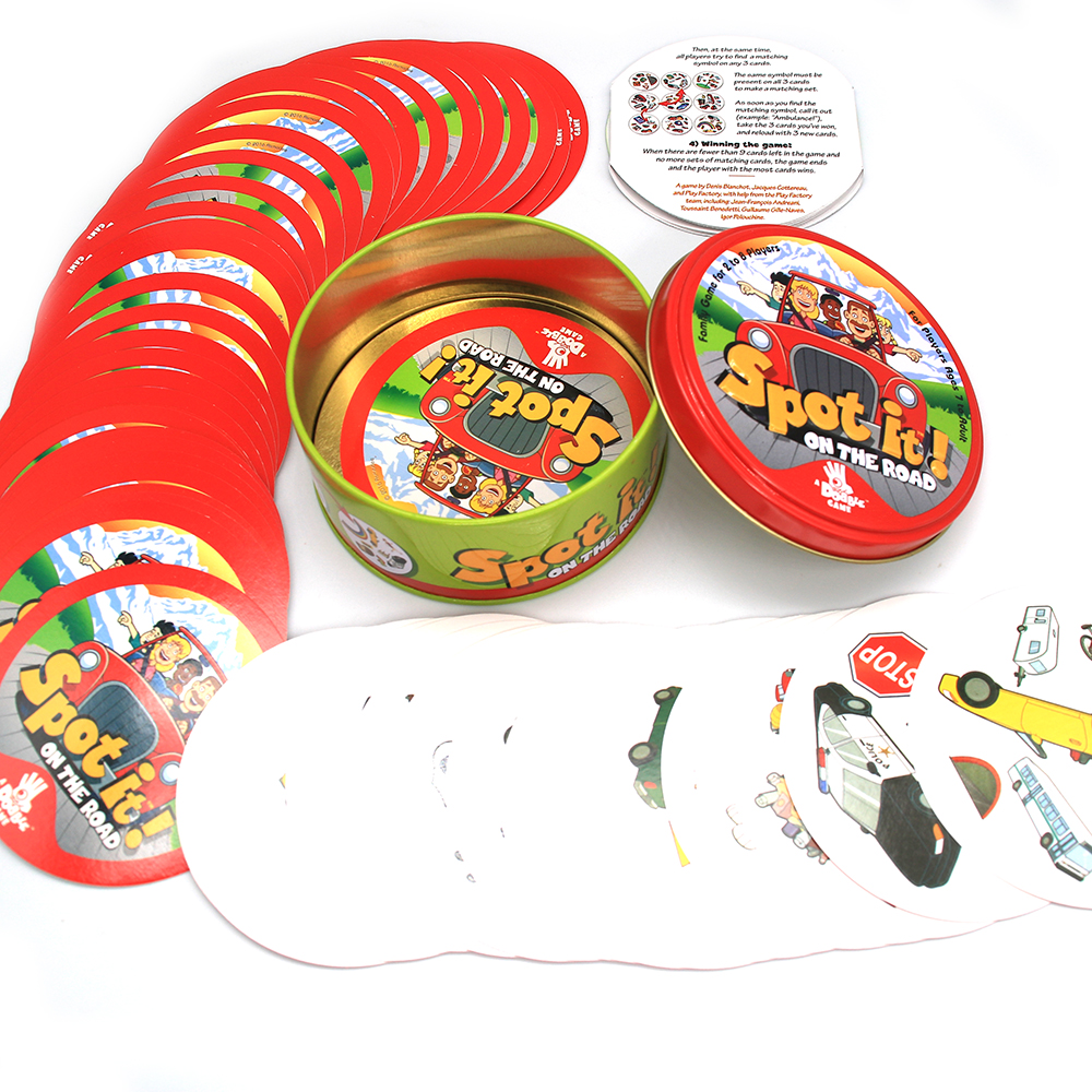 Dobble Card Game Style Spot It Toy Iron Box Sport Go Camping Hip Kids Board Games Gift
