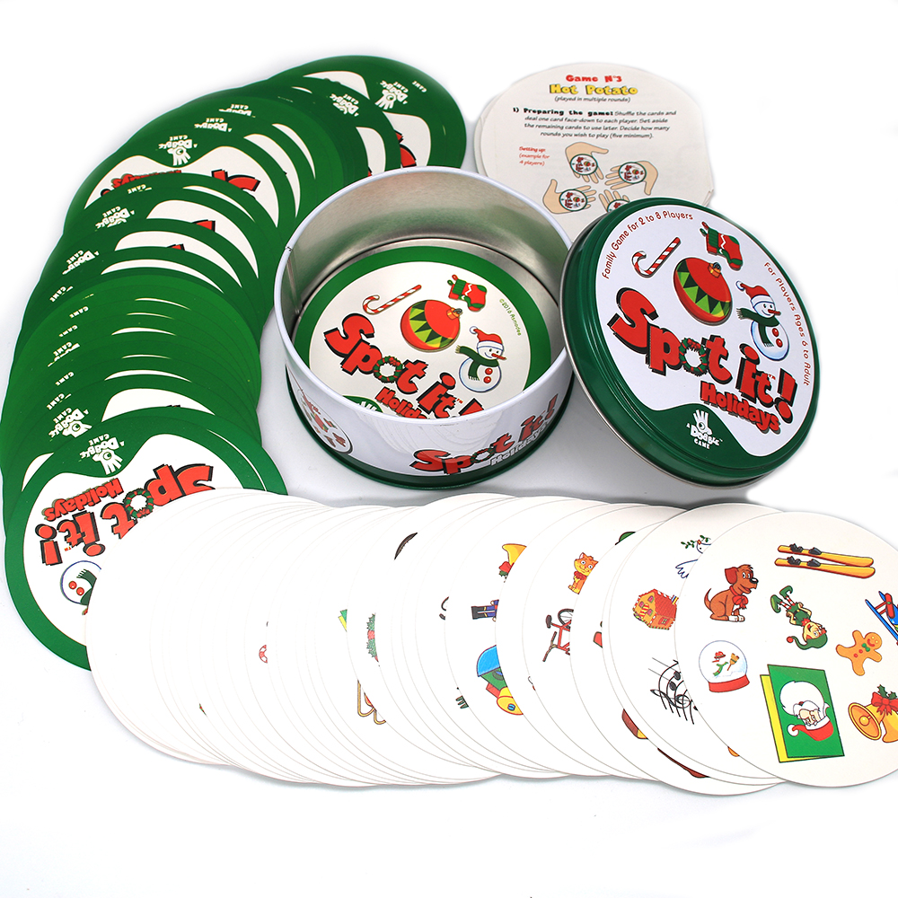 Dobble Card Game Style Spot It Toy Iron Box Sport Go Camping Hip Kids Board Games Gift